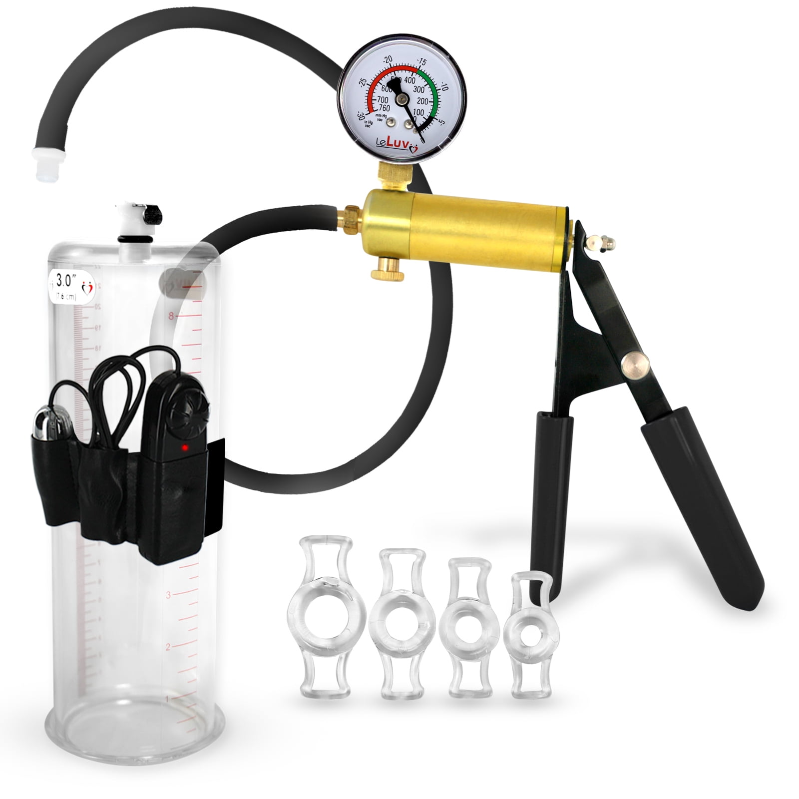 LeLuv® Premium Ultima Penis Pump, Brass Handle w/ Black Rubber Grip ...