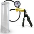 thumbnail image 1 of LeLuv® Premium Ultima Penis Pump, Brass Handle w/ Black Silicone Grips & Hose + Protected Gauge | 12" x 3.25" Cylinder, 1 of 9
