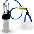 thumbnail image 1 of LeLuv® Premium Ultima Penis Pump, Brass w/ Blue Rubber Grips, Silicone Hose | 12" x 2.50" Vibrating Cylinder Wide Flange Cylinder, 1 of 10