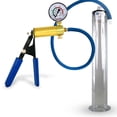 thumbnail image 1 of LeLuv® Premium Ultima Penis Pump, Brass w/ Blue Rubber Grips, Silicone Hose + Gauge | 12" x 1.75" Cylinder Wide Flange Cylinder, 1 of 10