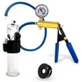 thumbnail image 1 of LeLuv® Premium Ultima Penis Pump, Brass w/ Blue Rubber Grips, Silicone Hose + Gauge | TPR | 9" x 2.125" Vibrating Cylinder, 1 of 9