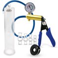 thumbnail image 1 of LeLuv® Premium Ultima Penis Pump, Brass w/ Blue Silicone Grips & Hose + Gauge | TPR Seal, 4 Cock Rings | 12" x 2.25" Cylinder, 1 of 11