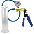 thumbnail image 1 of LeLuv® Premium Ultima Penis Pump, Brass w/ Blue Silicone Grips & Hose + Guage | 9" x 2.50" Cylinder, 1 of 9