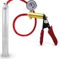 thumbnail image 1 of LeLuv® Premium Ultima Penis Pump, Brass w/ Red Silicone Grips & Hose + Gauge | 12" x 1.35" Cylinder, 1 of 9