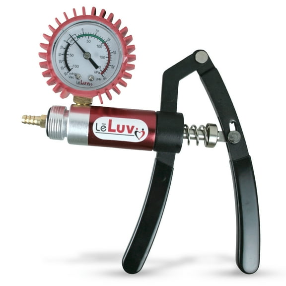 LeLuvĀ® Primo Lite Dual-Action Vacuum/Pressure Pump Handle w/ Red Grips + Protected Pressure Gauge