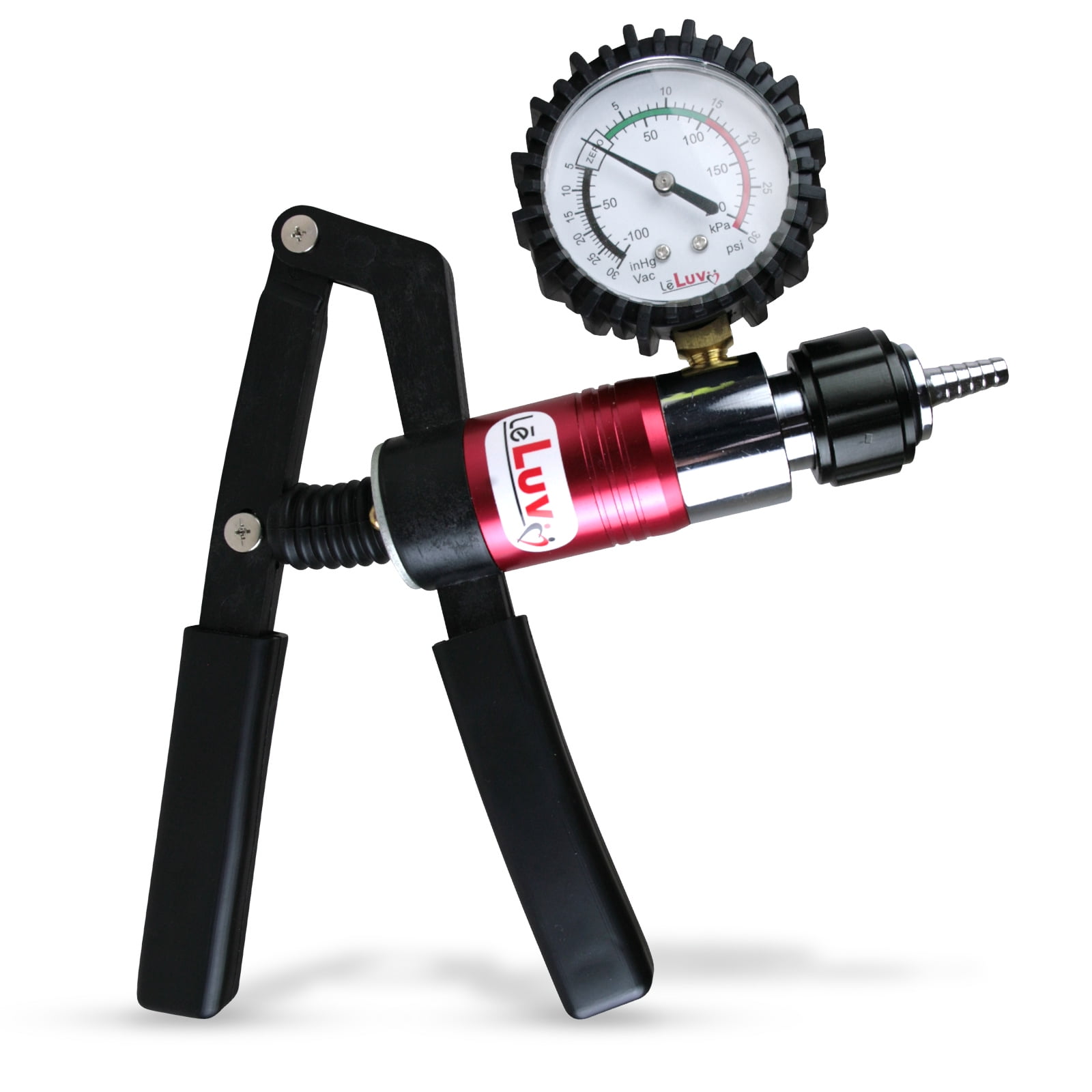LeLuv Primo Pro+ Advanced Dual Vacuum & Pressure Pump with Protected 60mm Gauge - Red