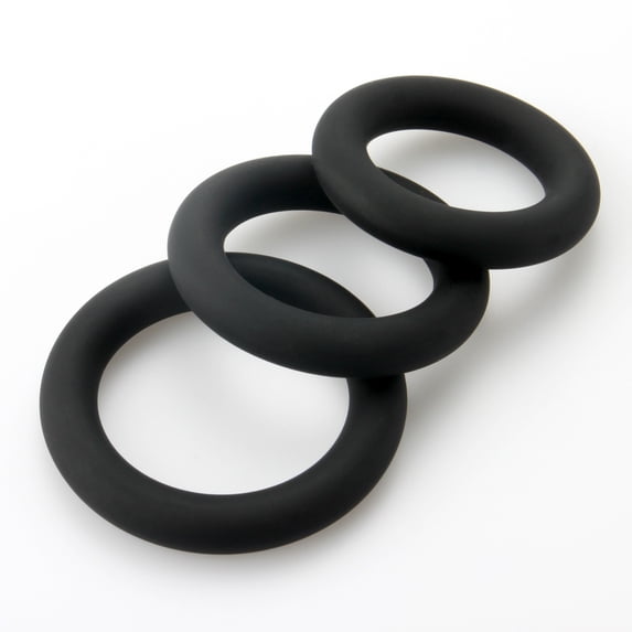 LeLuv Round Smooth Cock Ring | 32mm/37mm/42mm Black (3 Pack)