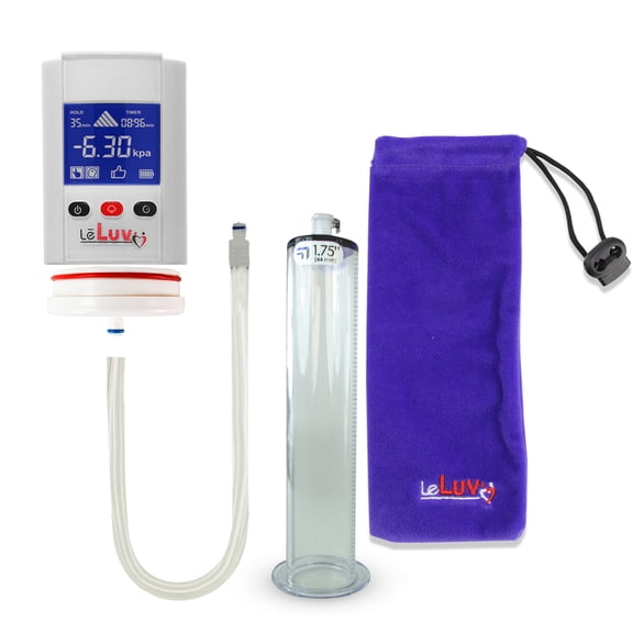 LeLuv® Smart LCD iPump White Penis Pump 9" Length x 1.75" Diameter WIDE Flange Cylinder