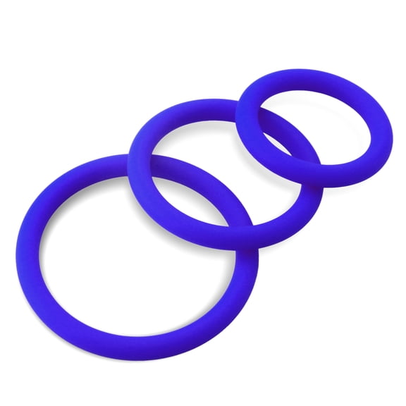 LeLuv Thin Round Smooth Cock Ring | 32mm/40mm/50mm Blue (3 Pack)