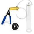 thumbnail image 1 of LeLuv® Ultima Brass Penis Pump Kit w/ Blue Rubber Grips, Clear Hose | TPR Seal | 12" x 1.75" Cylinder, 1 of 7