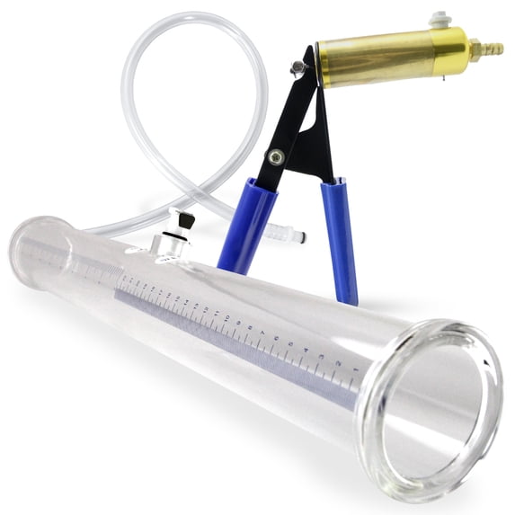 LeLuv Ultima Buddy Penis Pump with Blue Handle | 20 inch Length x 1.75 inch Diameter Double-Ended Cylinder
