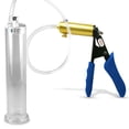 thumbnail image 1 of LeLuv® Ultima Penis Pump, Brass Handle w/ Blue Silicone Grips, Clear Hose | 9" x 2.00" Cylinder, 1 of 8