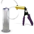 thumbnail image 1 of LeLuv® Ultima Penis Pump, Brass w/ Purple Silicone Grips | 9" Length x 2.50" Cylinder WIDE Flange Cylinder, 1 of 9