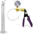 thumbnail image 1 of LeLuv® Ultima Penis Pump, Brass w/ Purple Silicone Grips + Gauge | 12" x 1.35" Cylinder, 1 of 8
