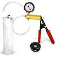 thumbnail image 1 of LeLuv® Ultima Penis Pump, Brass w/ Red Handle, Rubber Grip, Clear Hose + Protected Gauge | TPR Seal | 9" x 2.25" Cylinder, 1 of 8