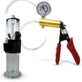 thumbnail image 1 of LeLuv Ultima Penis Pump, Brass w. Red Handle, Silicone Grip, Clear Hose + Gauge | 9" x 2.125" Vibrating Cylinder Wide Flange Cylinder, 1 of 11