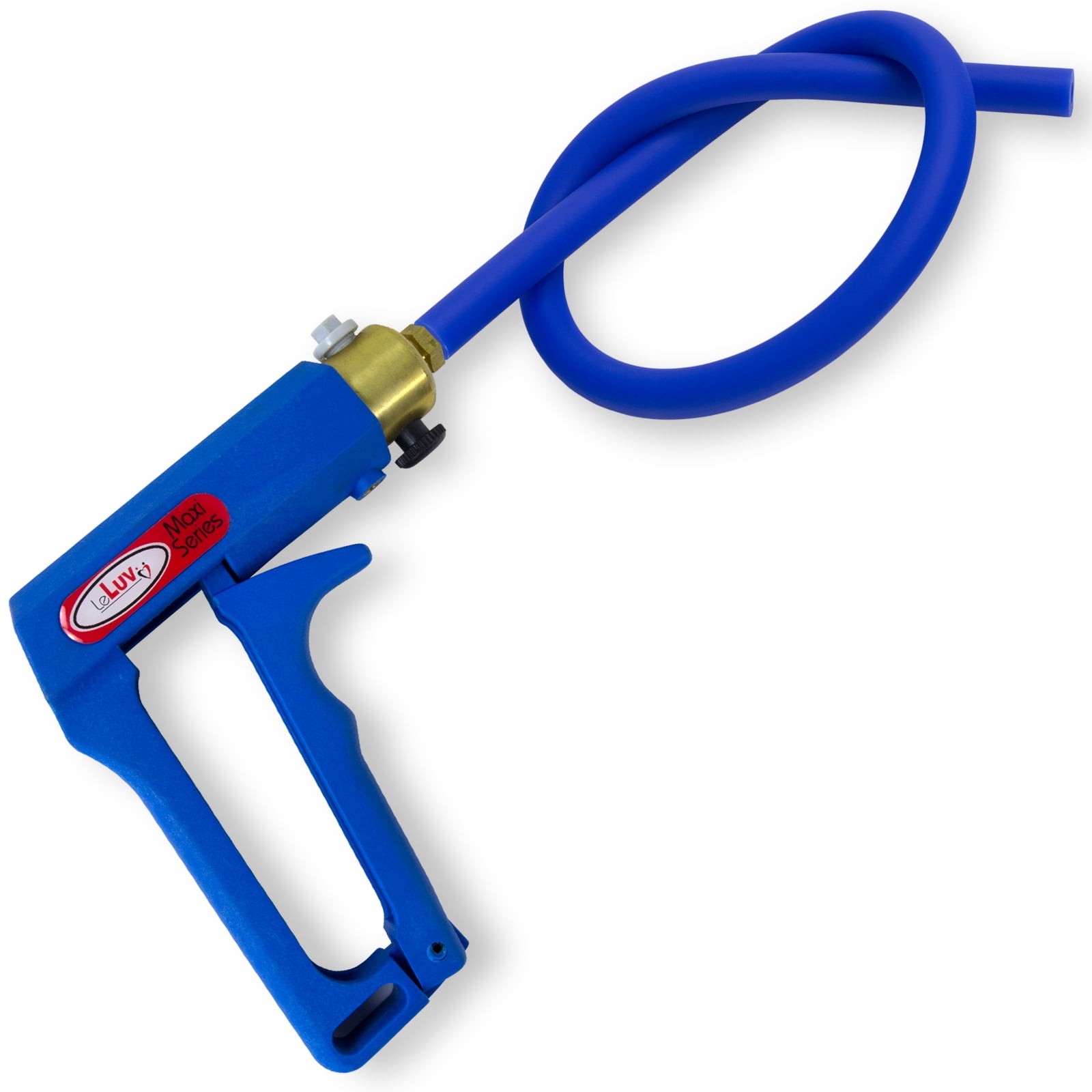 LeLuv Vacuum Pump Blue Maxi Ergonomic Handle with Release Valve with Matching Premium Silicone Hose