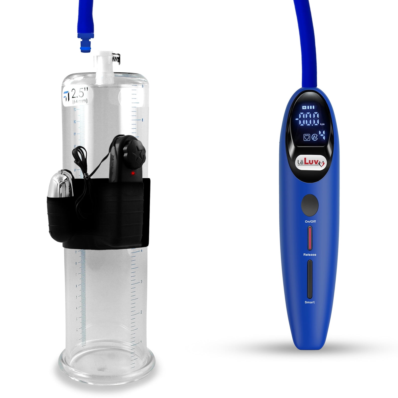 LeLuv Vibrating Magna Electric Penis Pump | LCD Smart Blue Handle | 9