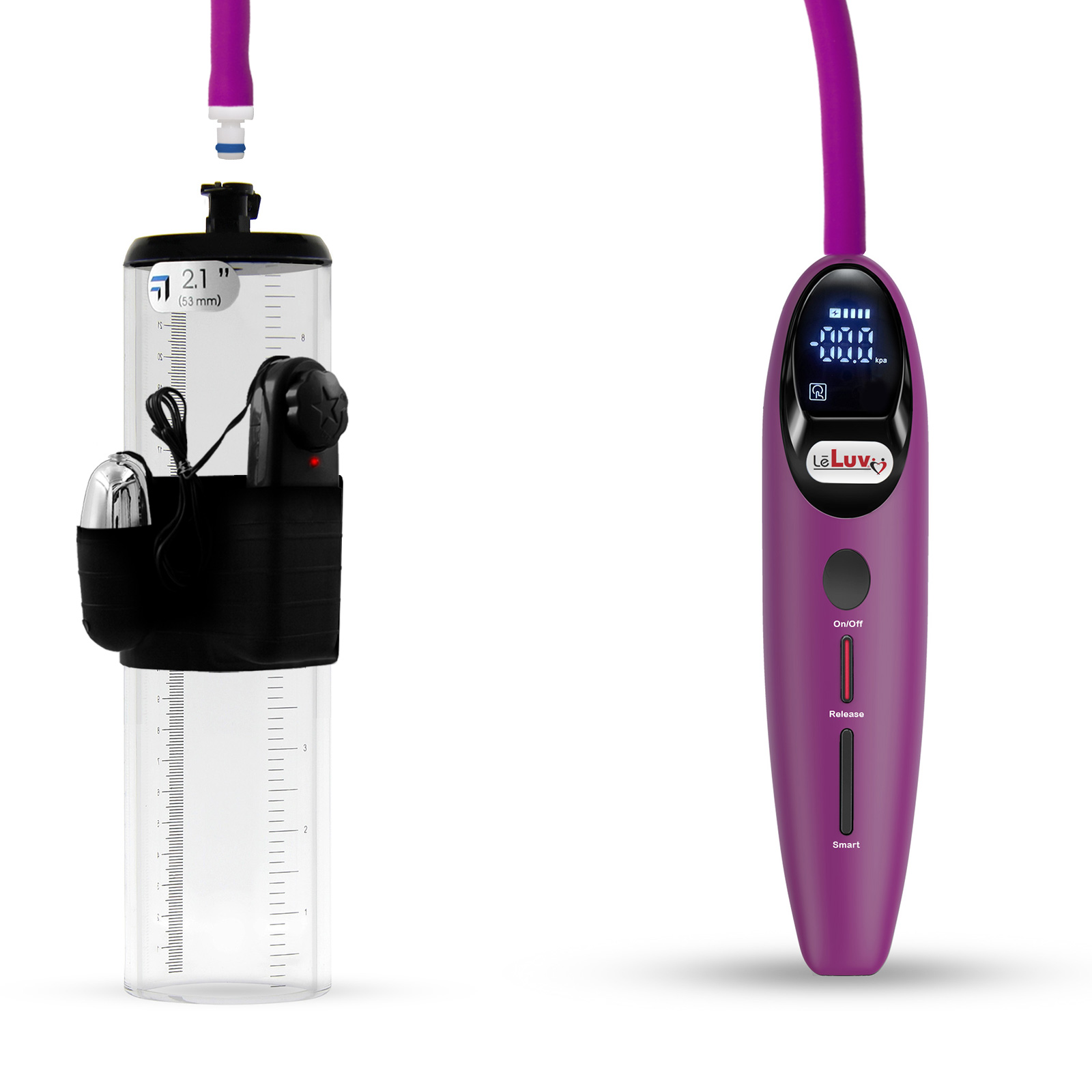 LeLuv Vibrating Magna Electric Penis Pump LCD Smart Purple Handle 2