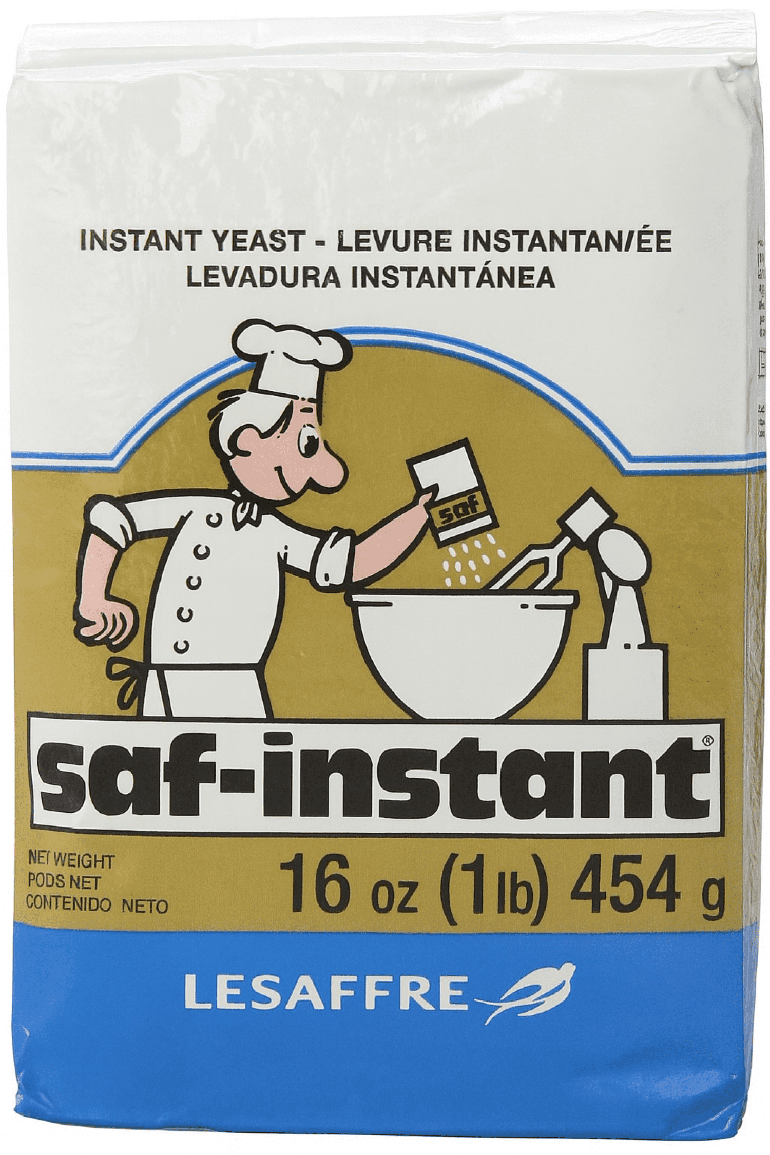 LeSaffre Saf-Instant Instant Dry Yeast Gold, Allergen-Free, 1 lb Vacuum-Sealed Pack