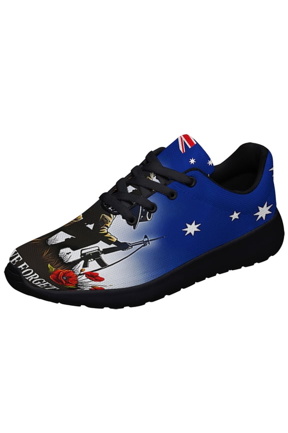LeStWe Forget Remember Fallen Soldiers Anzac Day AuStalia Shoes Sneakers Black Size 8.5