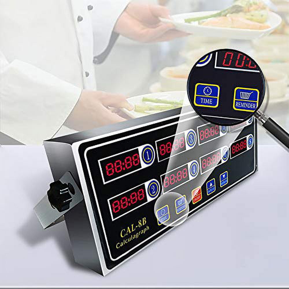 LeTkingok Digital 8 Channel Kitchen Timer Burger Basket Shaking Timing Reminder Device
