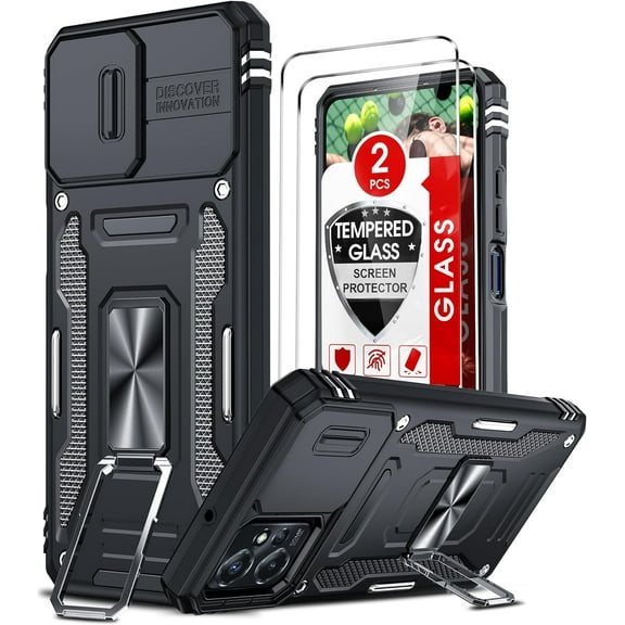 LeYi Black Back Cover with Slidable Camera Lens Cover for Moto G Power 2023