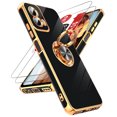 thumbnail image 1 of LeYi Case For Moto G Power 5G 2024: 2pcs Tempered Glass Screen Protector And 360° Rotatable Magnetic Stand, Rose Gold Plated Edge，Black, 1 of 8