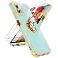 thumbnail image 1 of LeYi Case For Moto G Power 5G 2024: 2pcs Tempered Glass Screen Protector And 360° Rotatable Magnetic Stand, Rose Gold Plated Edge，Mint, 1 of 8