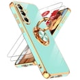 thumbnail image 1 of LeYi Case For SAM Galaxy A36 5G: 2pcs Tempered Glass Screen Protector And 360° Rotatable Magnetic Stand, Rose Gold Plated Edge，Mint, 1 of 8