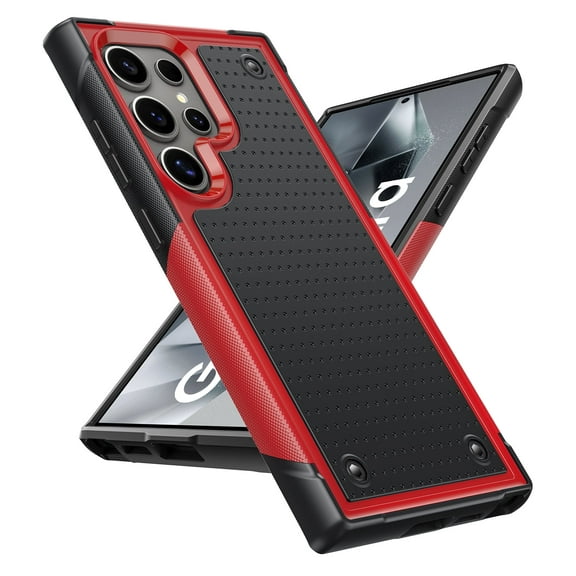 LeYi Case For Samsung Galaxy S24 Ultra, Shockproof Heavy Duty Dual Layer Protective Hard, Red