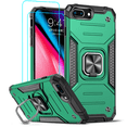 thumbnail image 1 of LeYi Compatible for iPhone 8 Plus Case, iPhone 7 Plus Case and 2 x Glass Screen Protector, Enhanced Metal Ring Kickstand [Support Magnet Mount] Protective Phone Cover for iPhone 7/8 Plus Case - Green, 1 of 7