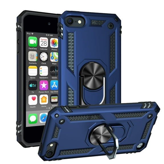 LeYi Compatible for iPod Touch 6th Generation Case Hard Case, iPod Touch 7th Generation Case, Military Grade Phone Case with Ring Kickstand for Apple iPod Touch 7/6/5, Blue