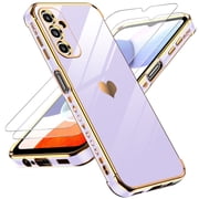 LeYi For A 14 5G Phone Case with Tempered Glass Screen Protector [2 Pack], Plating Rose Gold Edge