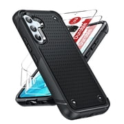LeYi For Galaxy A54 Phone Case with Built in 2 Pack Screen Protector, Silicone Shockproof, Black