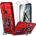 thumbnail image 1 of LeYi For Moto G Power 2022 Case with Slide Camera Cover, 2 Pack Tempered Glass Screen Protector, Red, 1 of 7