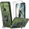 thumbnail image 1 of LeYi For Moto G Power 2022 Case with Slide Camera Cover + [2 Packs] Screen Protector, Army Green, 1 of 7