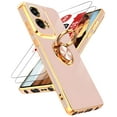 thumbnail image 1 of LeYi For Moto G Stylus 5G 2024 Case: 2pcs Tempered Glass Screen Protector And 360° Rotatable Magnetic Stand, Rose Gold Plated Edge，Pink, 1 of 8