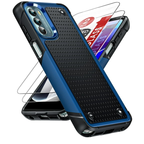 LeYi For Motorola Moto G Stylus 5G 2022 Case:2 Pack Screen Protectors, 12ft Drop Protection, Blue