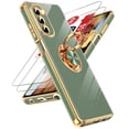 thumbnail image 1 of LeYi For Motorola Moto G Stylus 5G 2022 Case: 2pcs Tempered Glass Screen Protector And 360° Rotatable Magnetic Stand, Rose Gold Plated Edge，White, 1 of 8