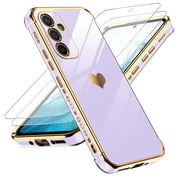 LeYi for Samsung Galaxy A54 5G Case with Tempered Glass Screen Protector 2 Pack, Purple