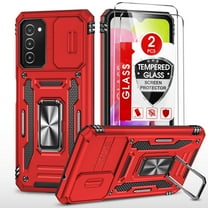 LeYi For Samsung Galaxy A03s Case, 2x Tempered Glass Screen Protector, Full-Body Shockproof Soft,Red