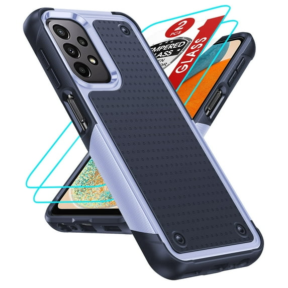 LeYi For Samsung Galaxy A13/ A32/ A23/ A04S 5G Case, 2 Pack Tempered Glass Screen Protectors, Purple