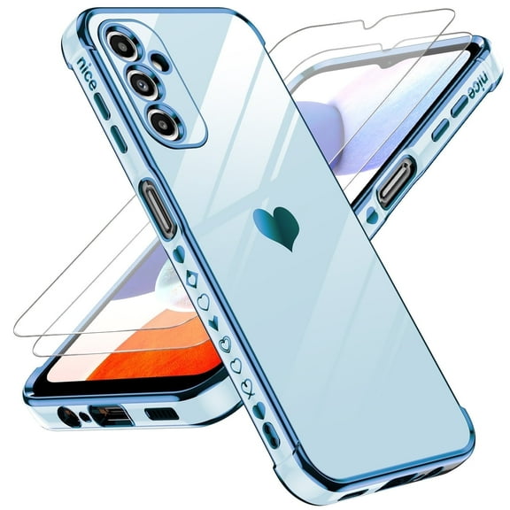 LeYi For Samsung Galaxy A14 Phone Case, Cute Galaxy A14 Case with Screen Protector [2 Pack], Blue
