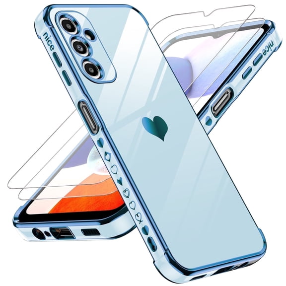LeYi For Samsung Galaxy A14 Phone Case, Cute Galaxy A14 Case with Screen Protector [2 Pack], Blue