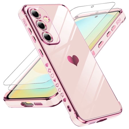 LeYi For Samsung Galaxy S24 FE 5G Case: with Tempered Glass Screen Protector [2 Pcs], Pink