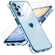 LeYi For Samsung Galaxy a 15 5G Phone Case with Screen Protector [2 Pcs], Sierra Blue