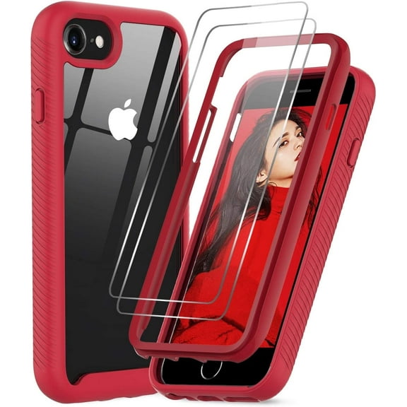 LeYi For iPhone SE 2020 Phone Case, iPhone 8 Case, iPhone 7 Case: Screen Protector [2 Pack], Red