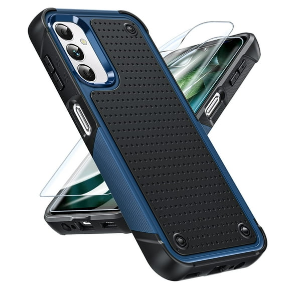 LeYi for Galaxy A14 5G Phone Case, Samsung Galaxy A14 5G Case with 2 Pack Screen Protectors, Dual Layer Protective PC Back & Soft Bumper Resilient Shock Absorb Case Cover for Samsung A 14 5G, Blue