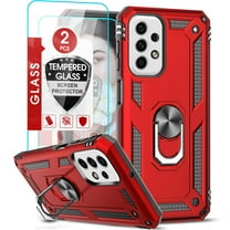 LeYi for Galaxy A23 5G Phone Case, Samsung Galaxy A23 5G Case with [2 Pack] Tempered Glass Screen Protectors, Heavy Duty Protective Phone Case with Magnetic Ring Stand for Samsung A23 5G, Red